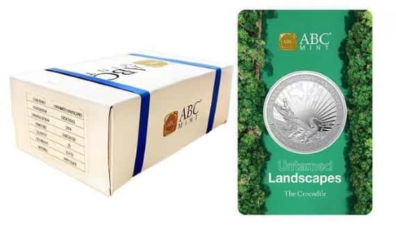 box of 25 crocodile silver coins