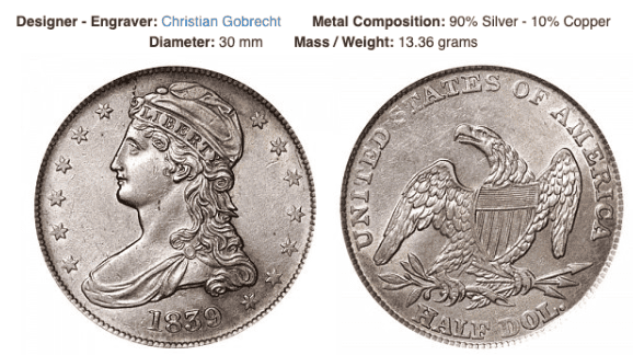 Reeded Edge & “HALF DOL.” on reverse (1838 - 1839)