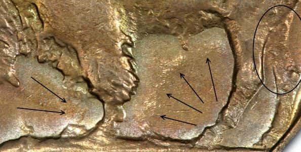 1937-D Buffalo Nickel 3-leg detail