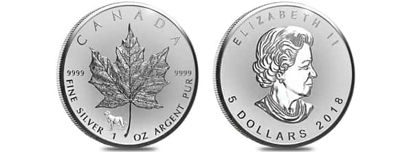 2018 1 oz Silver Canadian Maple Leaf .9999 Fine $5 Coin BU