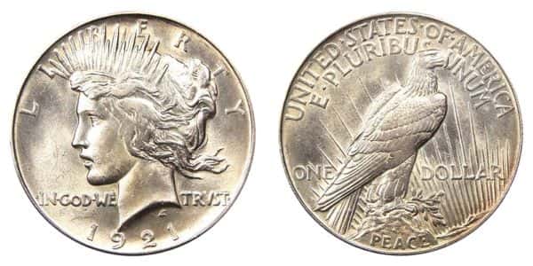 1921 High Relief Peace Dollar