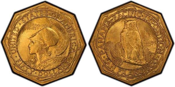 1915-S Panama-Pacific International Exposition Commemorative $50 Gold Coin (octagonal)