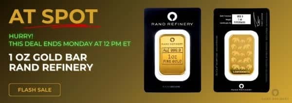 1 oz Rand Refinery Gold Bar .9999 Fine (in Assay)