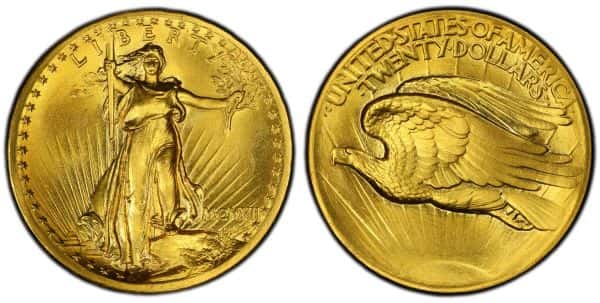 1907 High Relief St Gaudens $20 gold coin