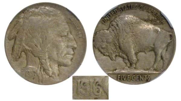 1916 Doubled Die Buffalo Nickel