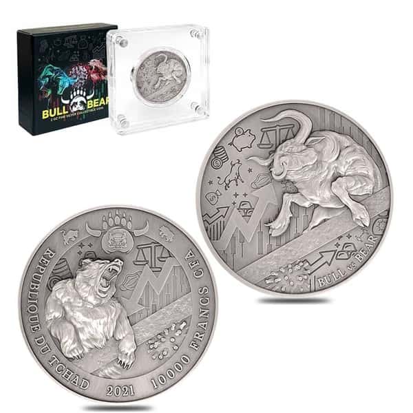 Bullion Exchanges exclusive silver bull vs bear silver coin