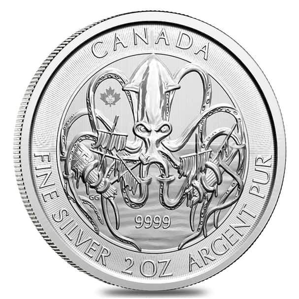 2020 2 oz Royal Canadian Creatures of the North Series The Kraken Silver Coin BU