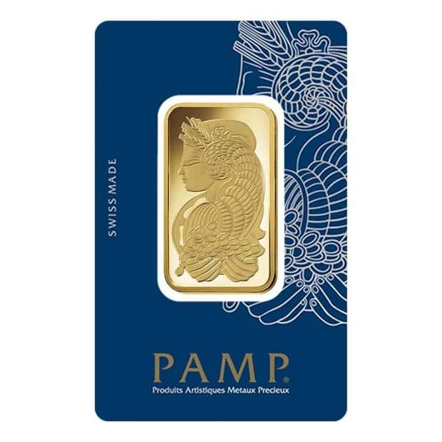 1 oz Gold Bar PAMP Suisse Lady Fortuna Veriscan