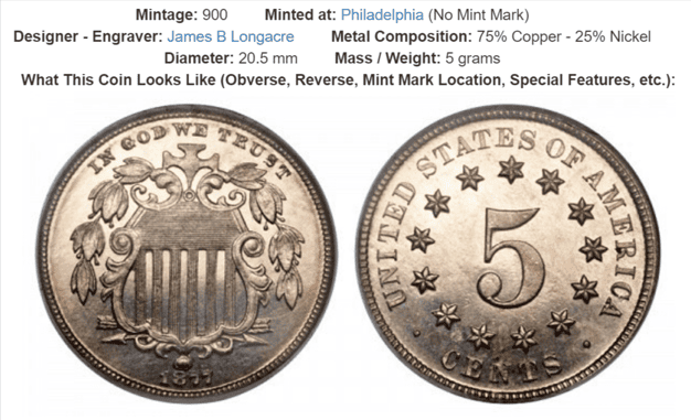 1877 Shield Nickel