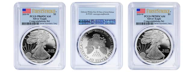 2018-W 1 oz Proof Silver American Eagle Congratulations Set PCGS PF 69 DCAM First Strike