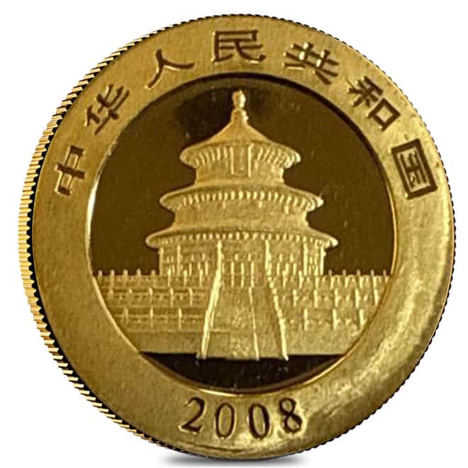 2008 1/10 oz Chinese Gold Panda 50 Yuan .999 Fine BU (Sealed)