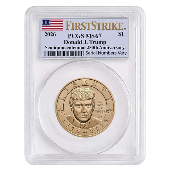 2026 (P) President Donald J. Trump $1 Coin PCGS MS 67 FS (Flag)