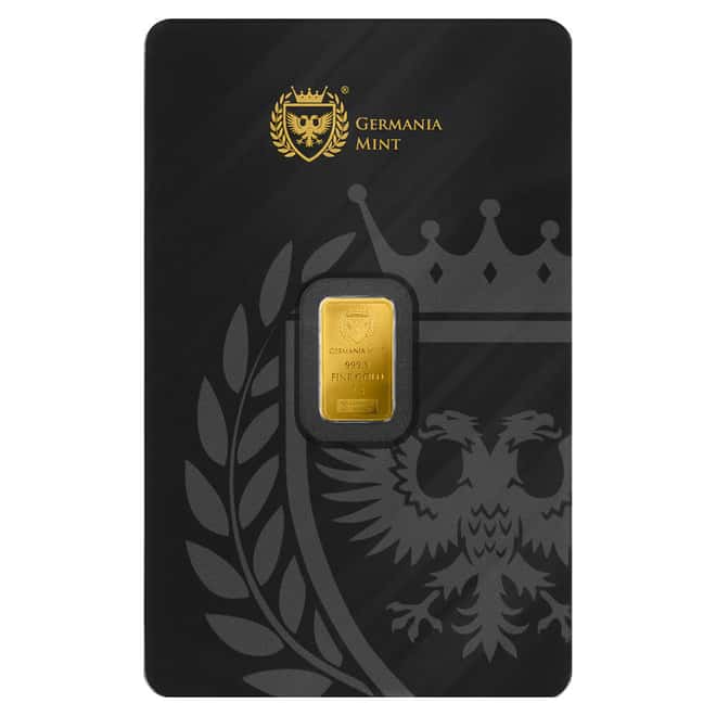 1 Gram Germania Mint Gold Bar .9999 Fine (in Assay)