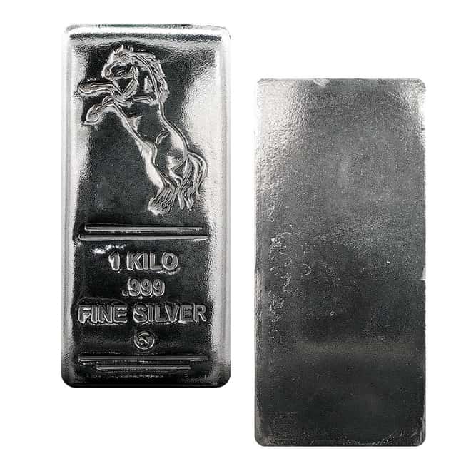 1 Kilo Mustang Silver Cast Bar .999 Fine