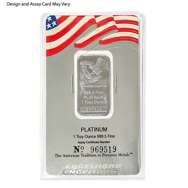 1 oz Engelhard Platinum Vintage Bar .9995 Fine (in Assay)
