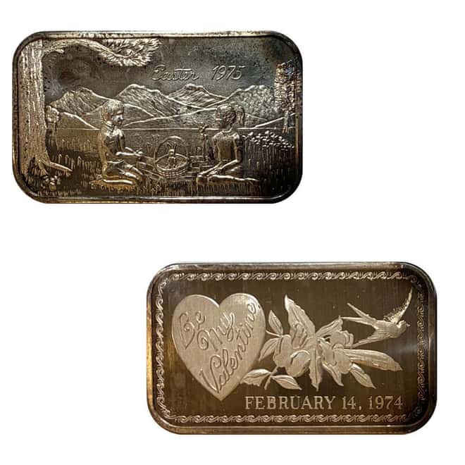 1 oz Vintage Random Design Art Silver Bar .999 Fine