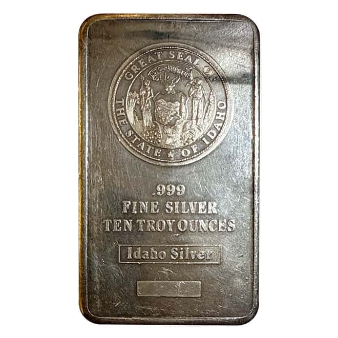 10 oz Great Seal of the State of Idaho Silver Bar .999 Fine