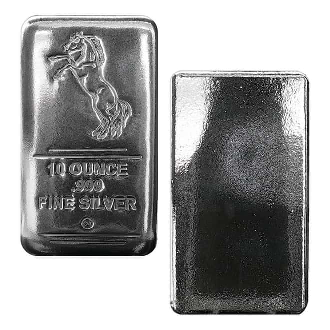 10 oz Mustang Silver Cast Bar .999 Fine