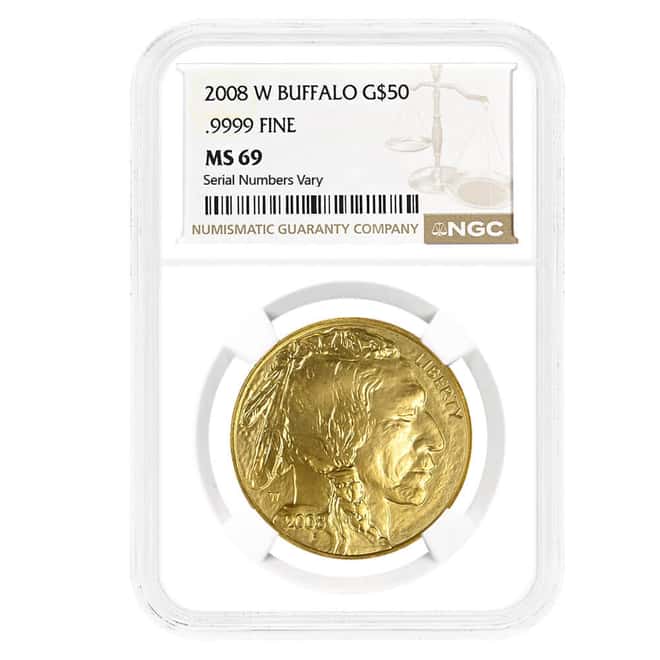 2008-W 1 oz $50 Burnished Gold American Buffalo NGC MS 69