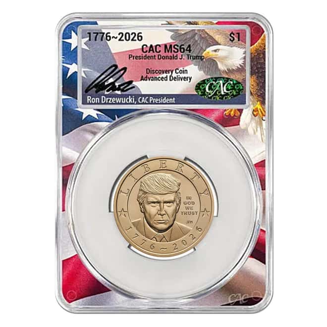 2026 (P) President Donald J. Trump $1 Coin CAC MS 64 Advanced Delivery Semiquincentennial