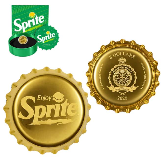 2026 Niue 1.2 Gram Sprite® 65th Ann Bottle Cap Proof Gold Coin