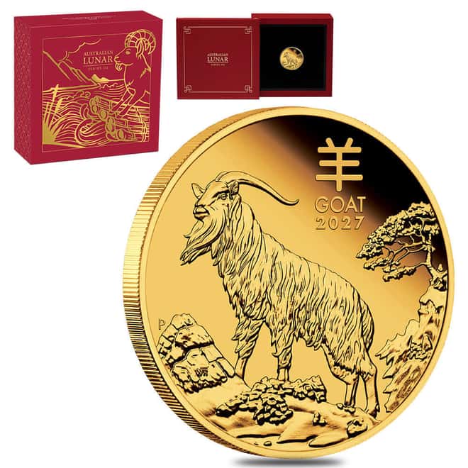 2027 1/10 oz Proof Gold Lunar Goat Coin Australian Perth Mint