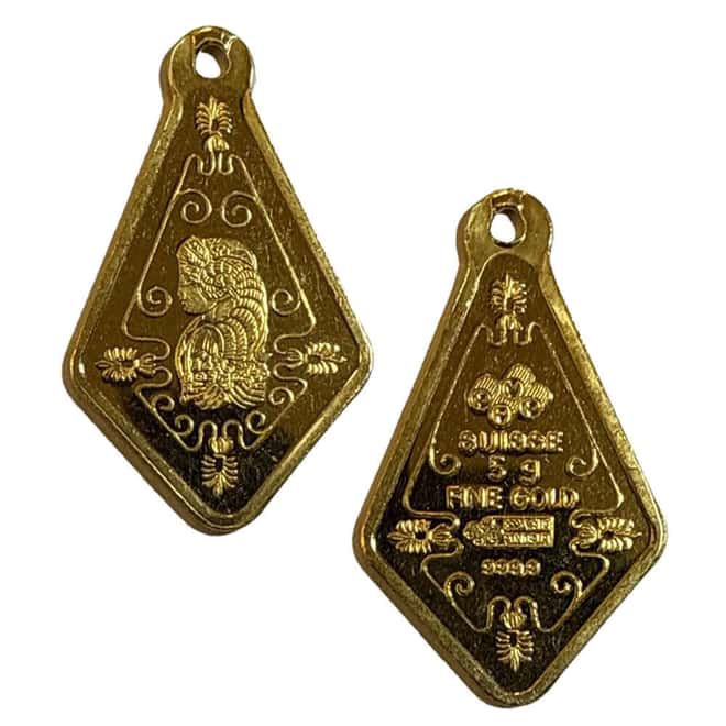 5 Gram PAMP Suisse Floral Design Fortuna Gold Pendant .9999 Fine (Scruffy)