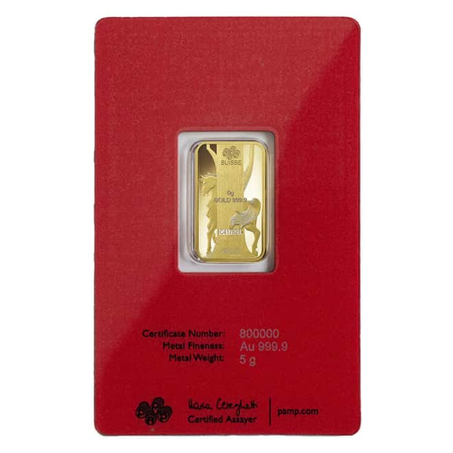 5 Gram PAMP Suisse Year of the Horse Gold Bar (in Assay)