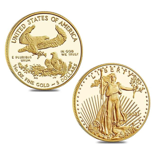 2021-W 1.85 oz Proof Gold American Eagle 4-Coin Set (w/Box & COA)