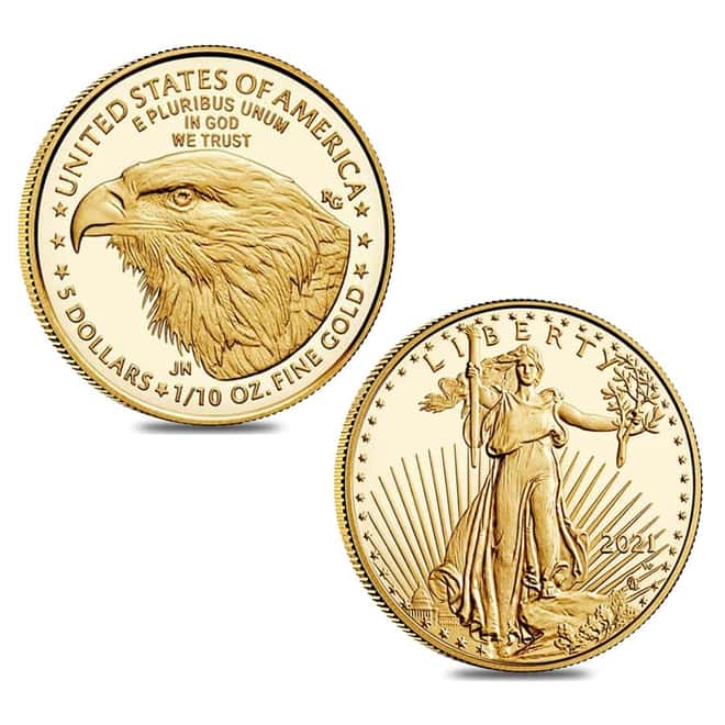 2021-W 1.85 oz Proof Gold American Eagle Type 2 4-Coin Set (w/Box & COA)