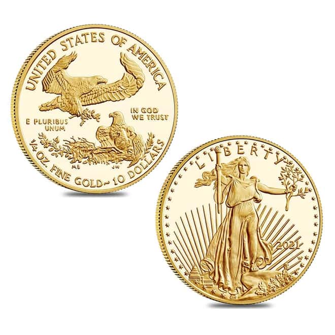 2021-W 1.85 oz Proof Gold American Eagle 4-Coin Set (w/Box & COA)