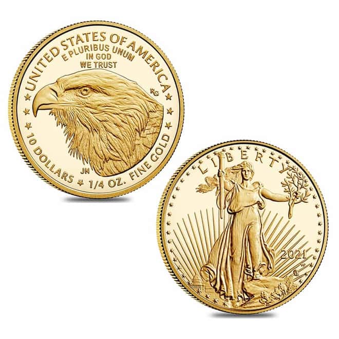 2021-W 1.85 oz Proof Gold American Eagle Type 2 4-Coin Set (w/Box & COA)