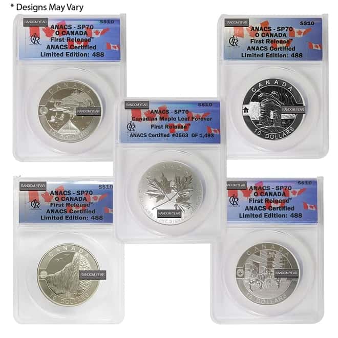 1/2 oz Silver Royal Canadian Mint Coin ANACS MS/SP/PF 70 (Random Design/Year)