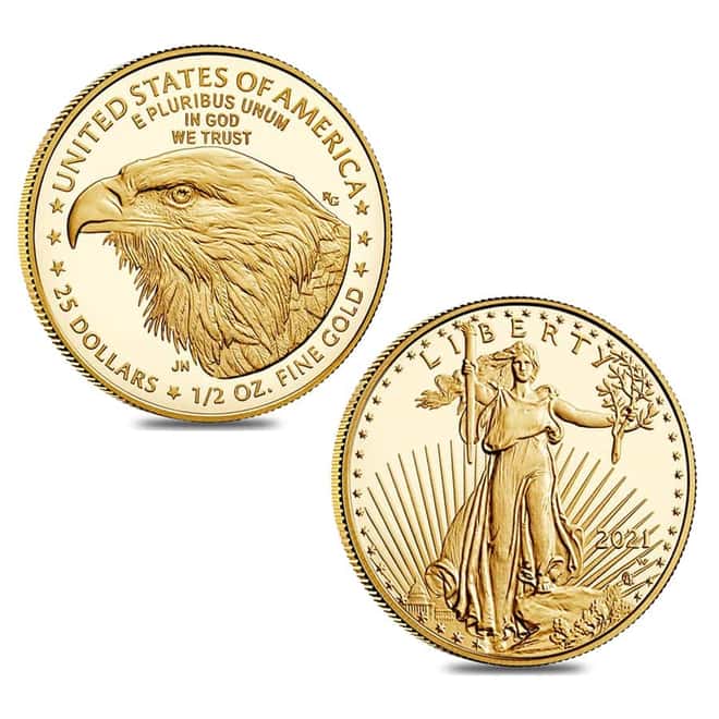 2021-W 1.85 oz Proof Gold American Eagle Type 2 4-Coin Set (w/Box & COA)