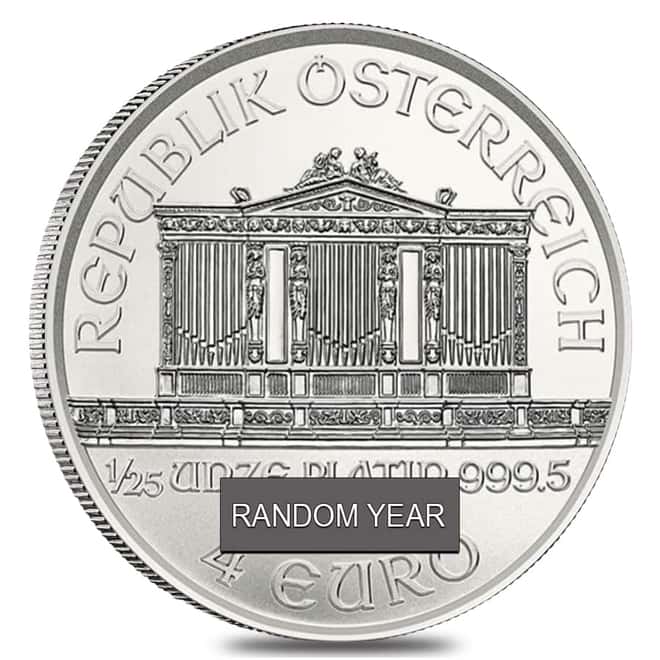 1/25 oz Austrian Platinum Philharmonic Coin BU (Random Year)