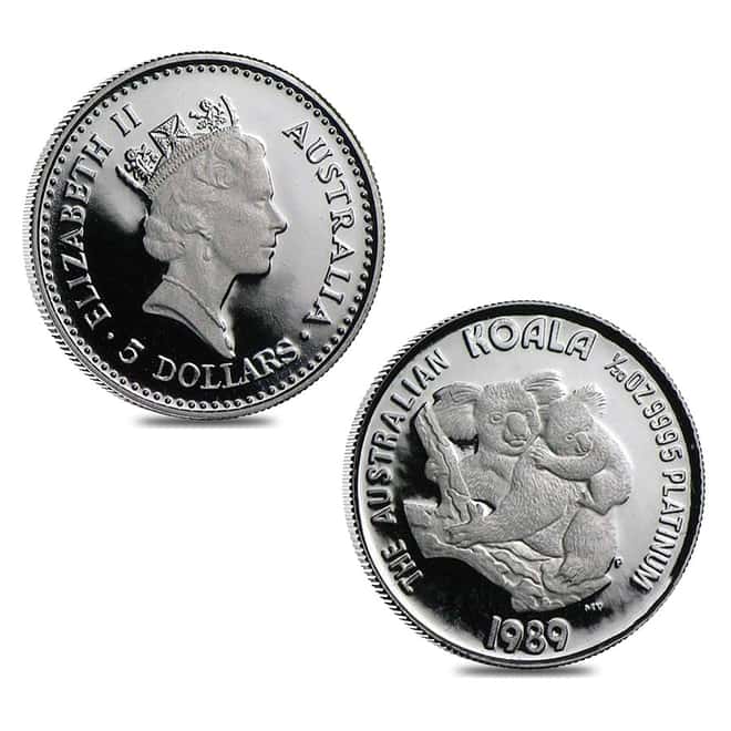 1989 Australia 1.9 oz Proof Platinum Koala 5-coin Set .9995 Fine (w/Box)