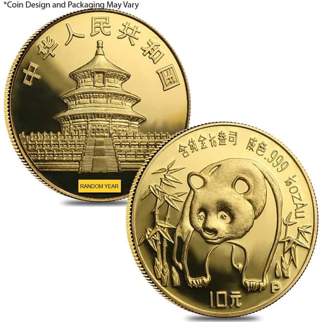 Chinese 1.9 oz Gold Panda 5-Coin Proof Set (Random Year, w/Box & COA)