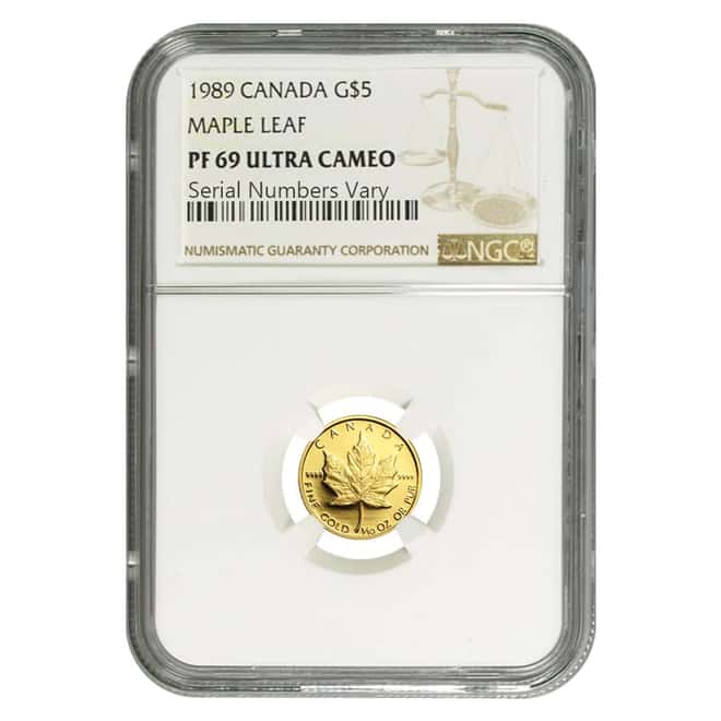 1989 1.85 oz Gold Canadian Maple Leaf 4-Coin Set NGC PF 69 UCAM - 10th Anniversary