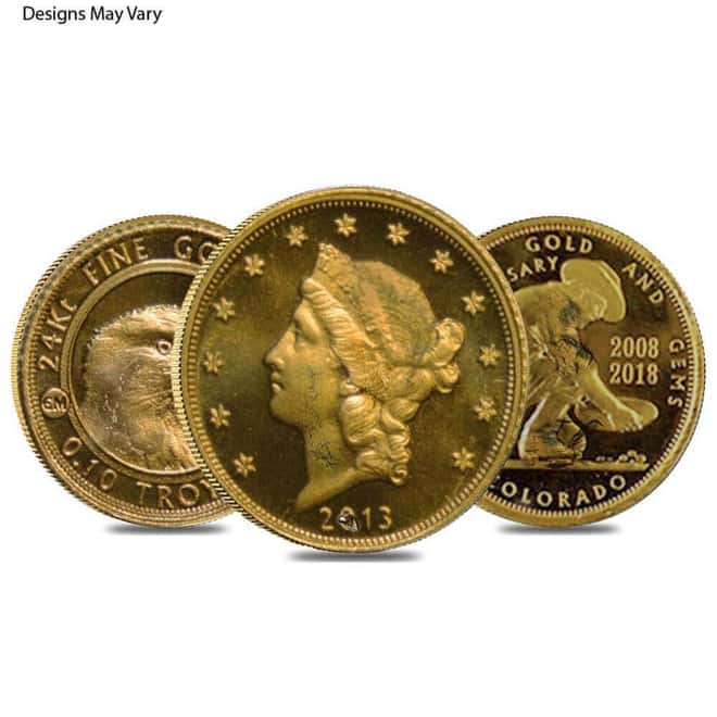1/10 oz Generic Gold Round .999+ Fine (Secondary Market)