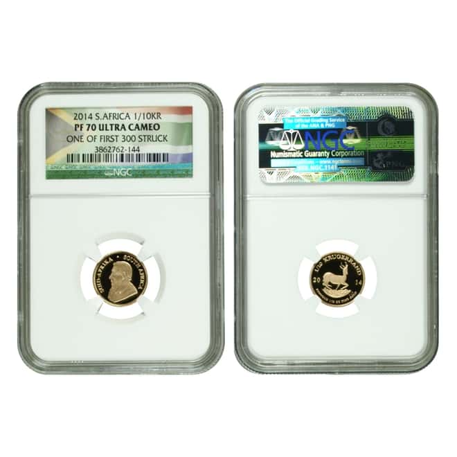 2014 1.85 oz Proof Gold South African Krugerrand 4-Coin Set NGC PF 70 UCAM First Struck (w/Box & COA)