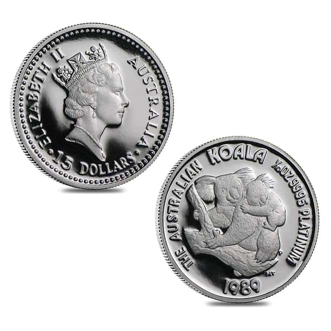 1989 Australia 1.9 oz Proof Platinum Koala 5-coin Set .9995 Fine (w/Box)