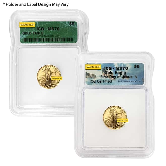 1/10 oz $5 Gold American Eagle ICG MS 70 (Random Year)