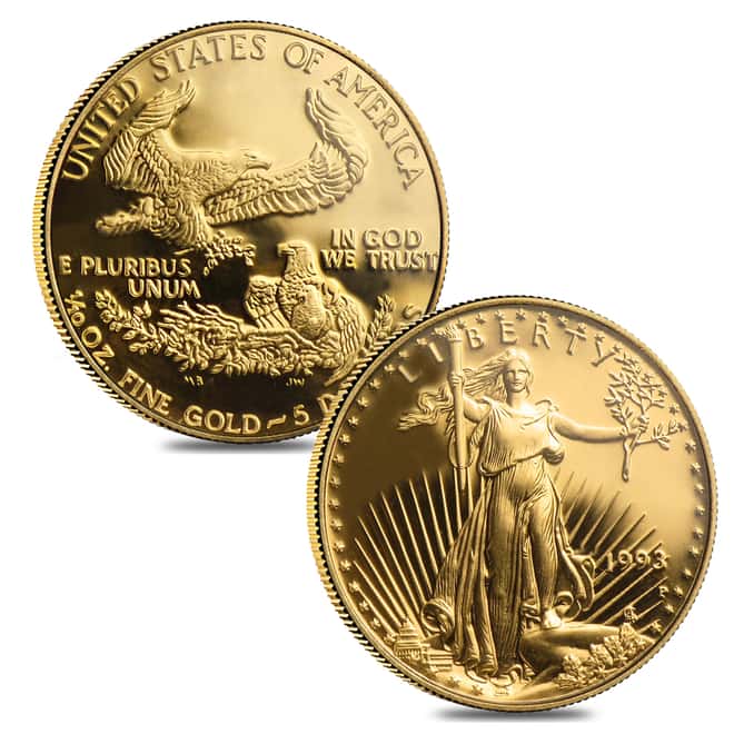 1993 W/P 1.85 oz Proof Gold American Eagle 4-coin Set (w/Box & COA)