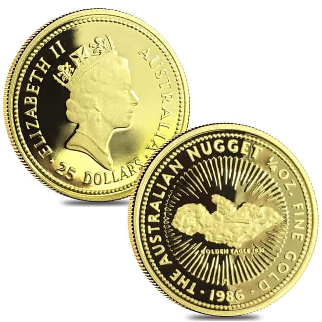 1986 1.85 oz Australian Nugget Proof Gold 4-Coin Set (w/Box & COA)