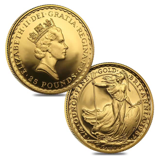1987 Gold Britannia 2-Coin Proof Set .35 oz (w/Box & COA)