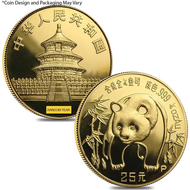 Chinese 1.9 oz Gold Panda 5-Coin Proof Set (Random Year, w/Box & COA)