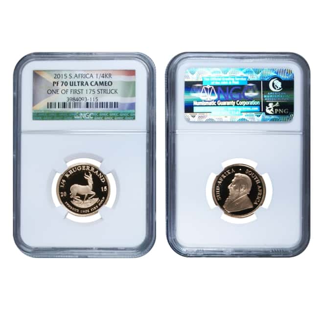 2015 1.85 oz Proof Gold South African Krugerrand 4-Coin Set NGC PF 70 UCAM First Struck (w/Box & COA)