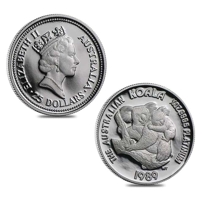 1989 Australia 1.9 oz Proof Platinum Koala 5-coin Set .9995 Fine (w/Box)