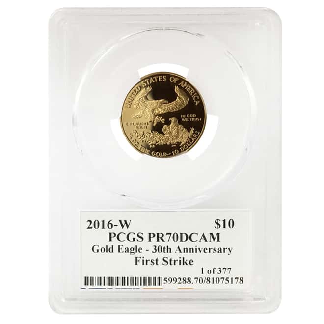 2016 W 1.85 oz Proof Gold American Eagle 4-coin Set PCGS PF 70 DCAM FS - 30th Anniv (Edmund Moy Signature) 