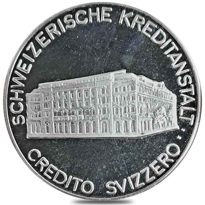 0.446 oz Credit Suisse Silver Round 0.925 Fine